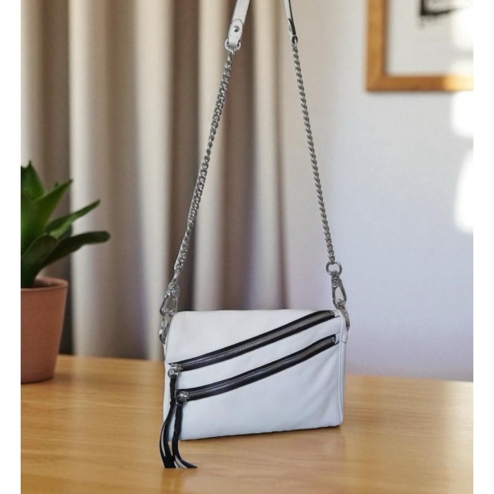 orYANY Skyler Crossbody Handbag Silver Chain Strap White Leather Bag